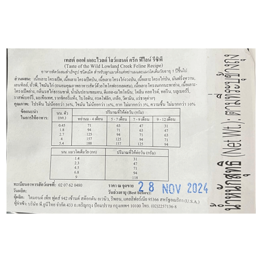 อาหารแมว TASTE OF THE WILD LOWLAND CREEK สูตรนกกระทาย่าง และเป็ดย่าง  (680กรัมX2)_5